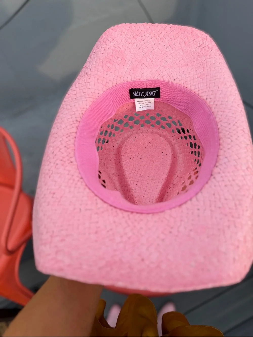 Pink Straw Cowboy Hat with Decorative Band